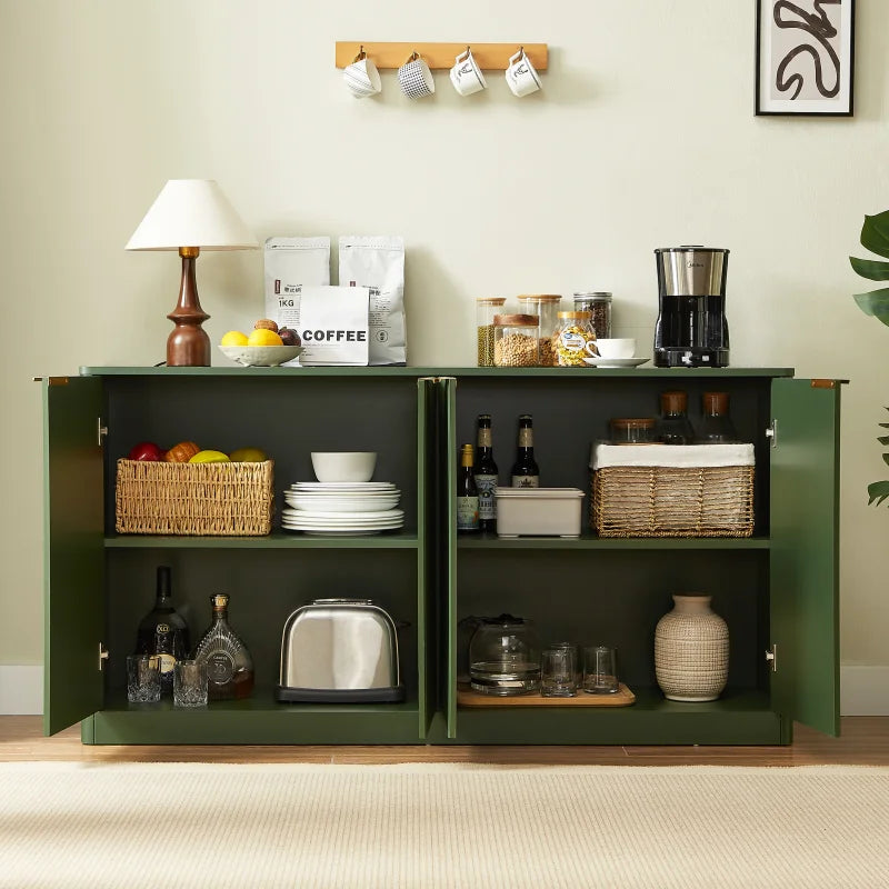 59-inch Modern Wavy Sideboard, Curved Contour Design Storage Cabinet, 4-door Cabinet with Storage Function, Suitable