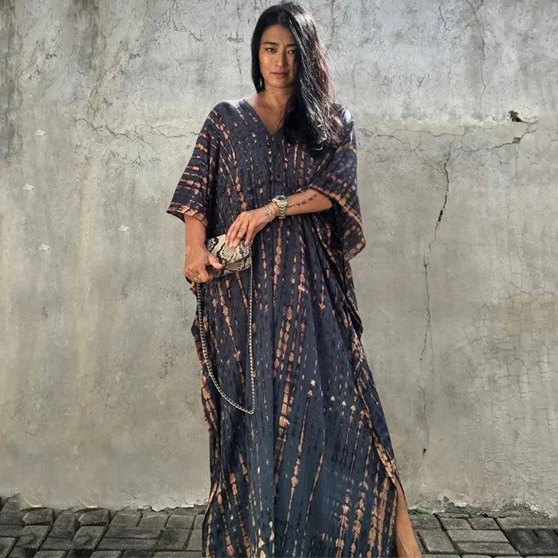Plus Size Women Beachwear Long Beach Coverups Kaftan Casual Caftan Dress Swimwear cover ups