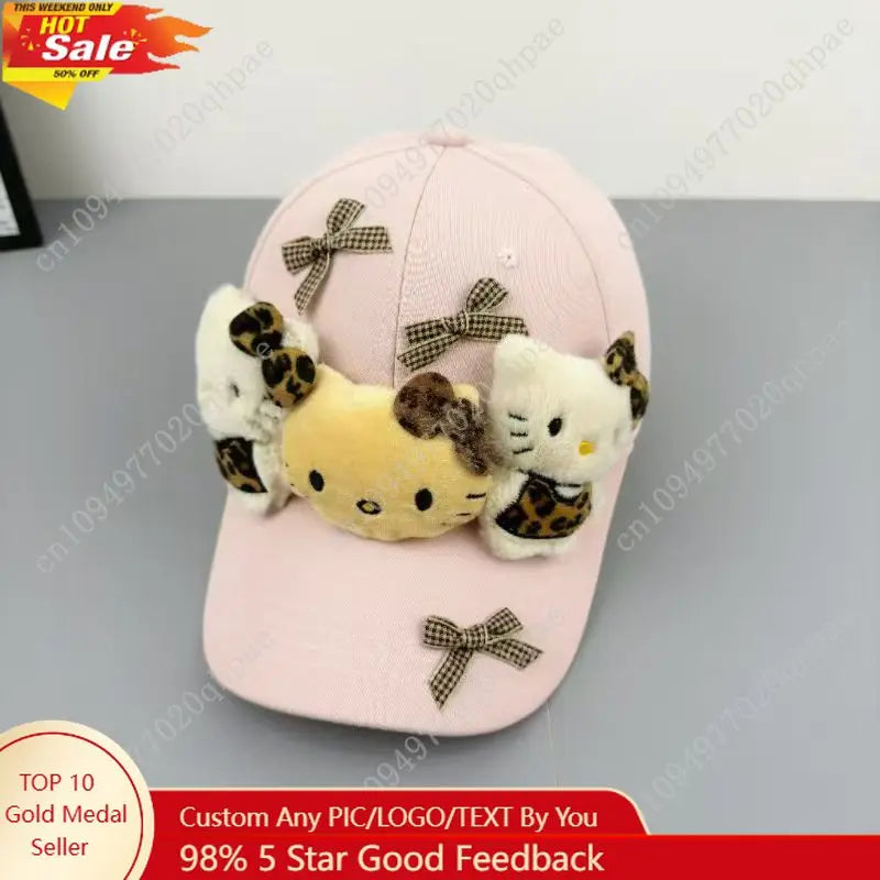 Officially Licensed Hello Kitty 2026 Adorable Bow Face Visor Cap- Breathable for All Seasons Snapback Closure for Sport