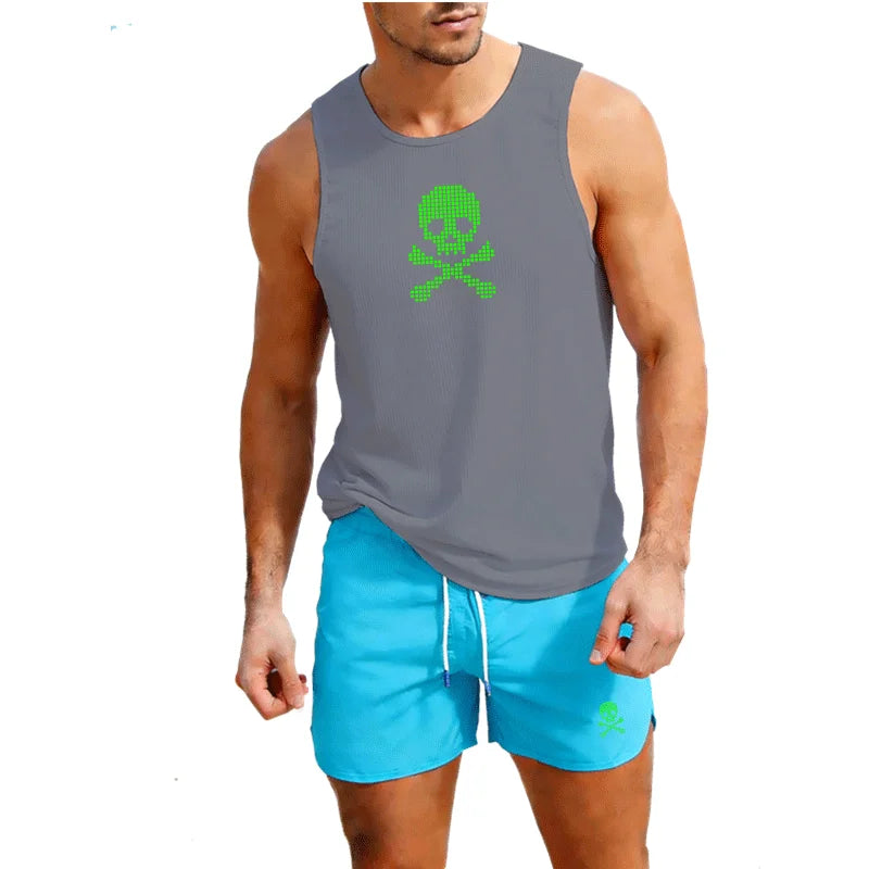 Fitness loose men tank top  sleeveless t-shirt suit fitness clothes basketball training vest men sport undershirt suit