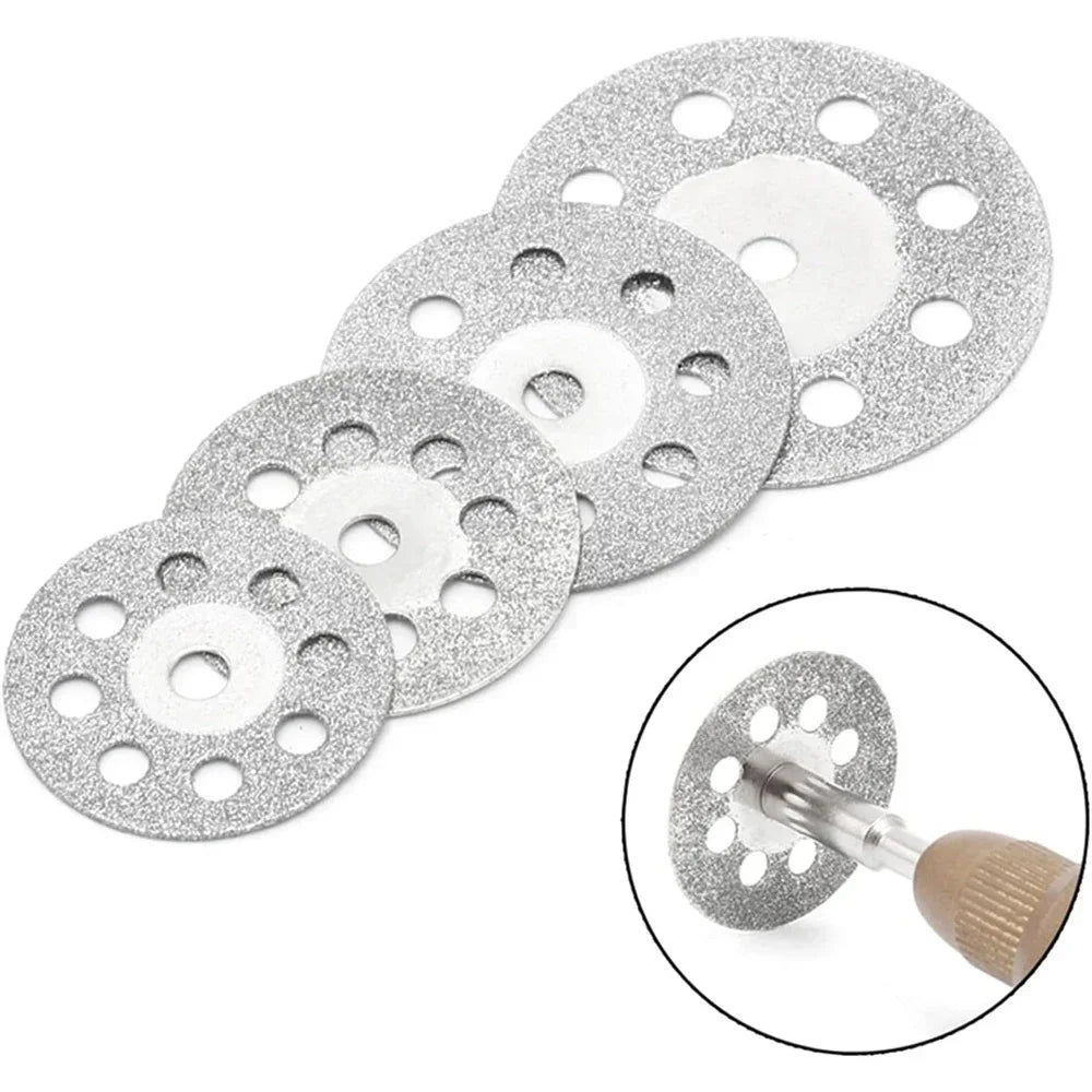 12pcs 22mm Diamond Cutting Disc 3mm Grinding Wheel Mandrel for Metal Cutting Rotary Tool Electric Grinder Parts\';]