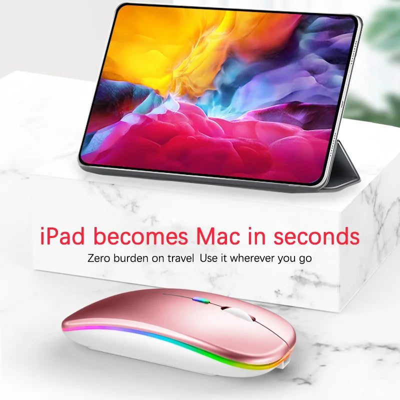 Wireless Mouse Rechargeable Silent LED Backlit Mice PC Laptop Computer Mous 2.4Ghz Receiver Bluetooth Dual Mode Optical Mice