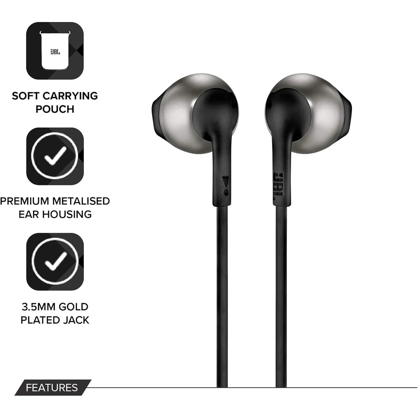 JBL T205 Authentic Authorization Semi-in-ear Headphones Wired Sports Headphones microphone 3.5mm Hole interface for Game Phone