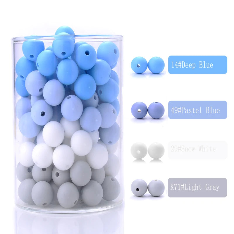 Clearance_50Pcs/Lot 12mm Baby Teether Silicone Beads Round Silicone Bead Accessories for DIY Newborn Pacifier Chain Bracelet Che