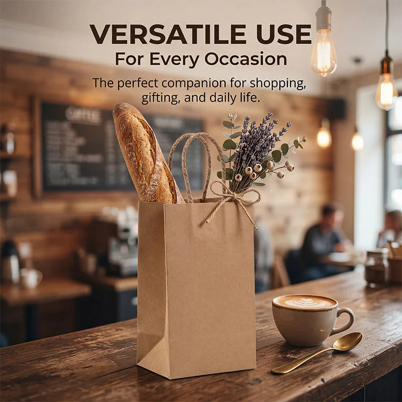 15×8×21cm Disposable Kraft Paper Bags, Snack Food Packaging Bags, Bakery Dessert Packing Pouch, Wedding Favor Gift Bags,