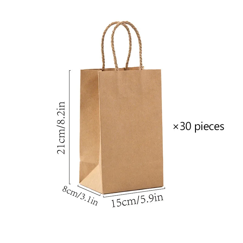 15×8×21cm Disposable Kraft Paper Bags, Snack Food Packaging Bags, Bakery Dessert Packing Pouch, Wedding Favor Gift Bags,
