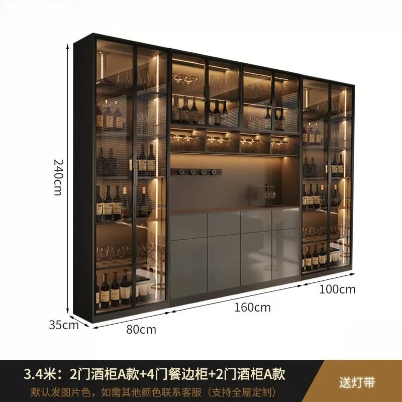 Light luxury Italian dining side wine cabinet modern simple living room storage locker drawers glass display cabinets furniture