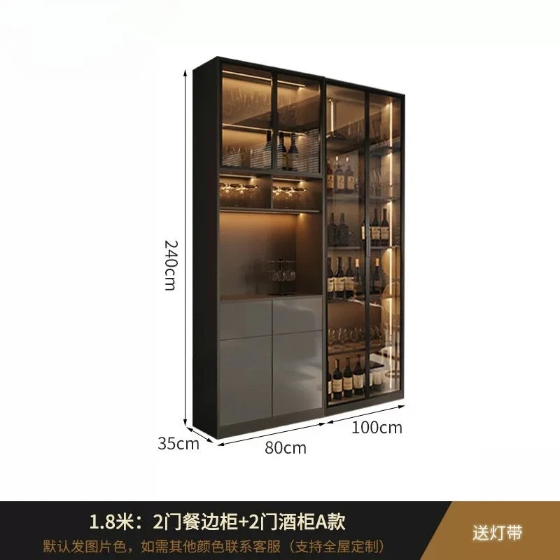 Light luxury Italian dining side wine cabinet modern simple living room storage locker drawers glass display cabinets furniture
