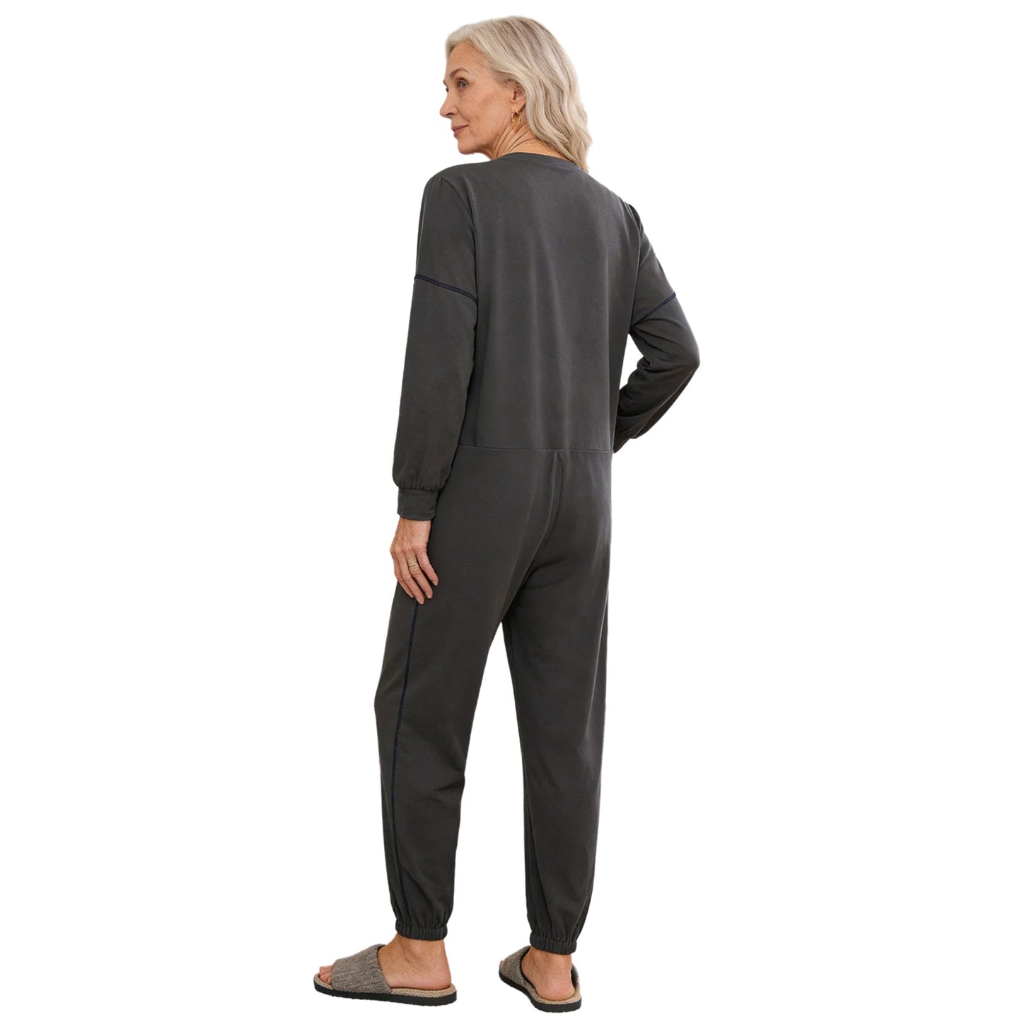 Women Elderly Dementia Alzheimer Adaptive Anti-strip Jumpsuit Long Sleeve Long Pants Rompers for Special Needs Caring Patient