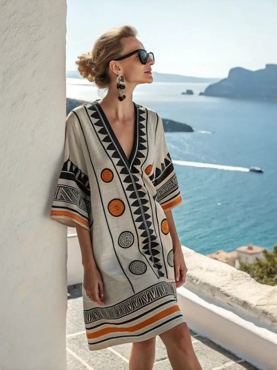 Women's 2025 Summer V-Neck Floral Print Loose Beach Dress, Casual Holiday Maxi Vestidos De Verano(72 characters)