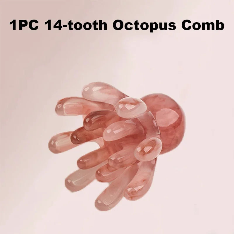 Cute Octopus Scalp Massage Comb (Resin)｜Korean Hair Care, Stress Relief, Anti-Hair Loss, Portable Head Massager for Home & Trave