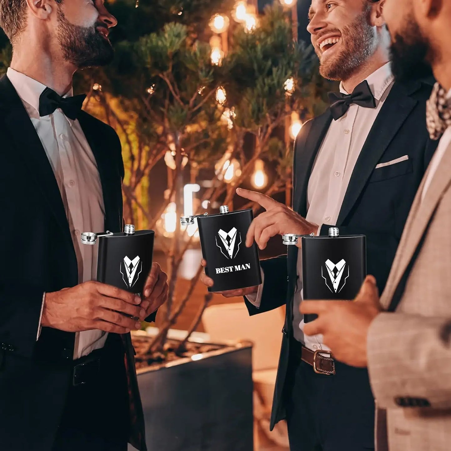 66 Pcs Groomsmen Proposal Set: Shot Glasses, Stainless Steel Flask, Funnel, Gift Boxes, Sunglasses, Knives, Bottle Opener