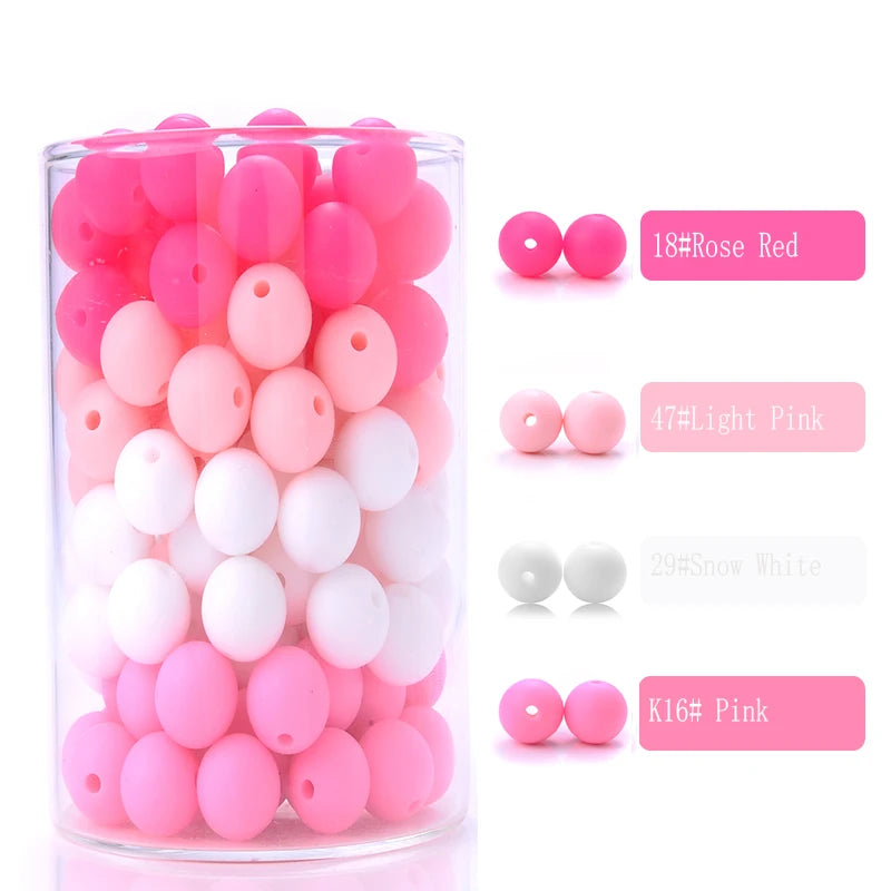 Clearance_50Pcs/Lot 12mm Baby Teether Silicone Beads Round Silicone Bead Accessories for DIY Newborn Pacifier Chain Bracelet Che