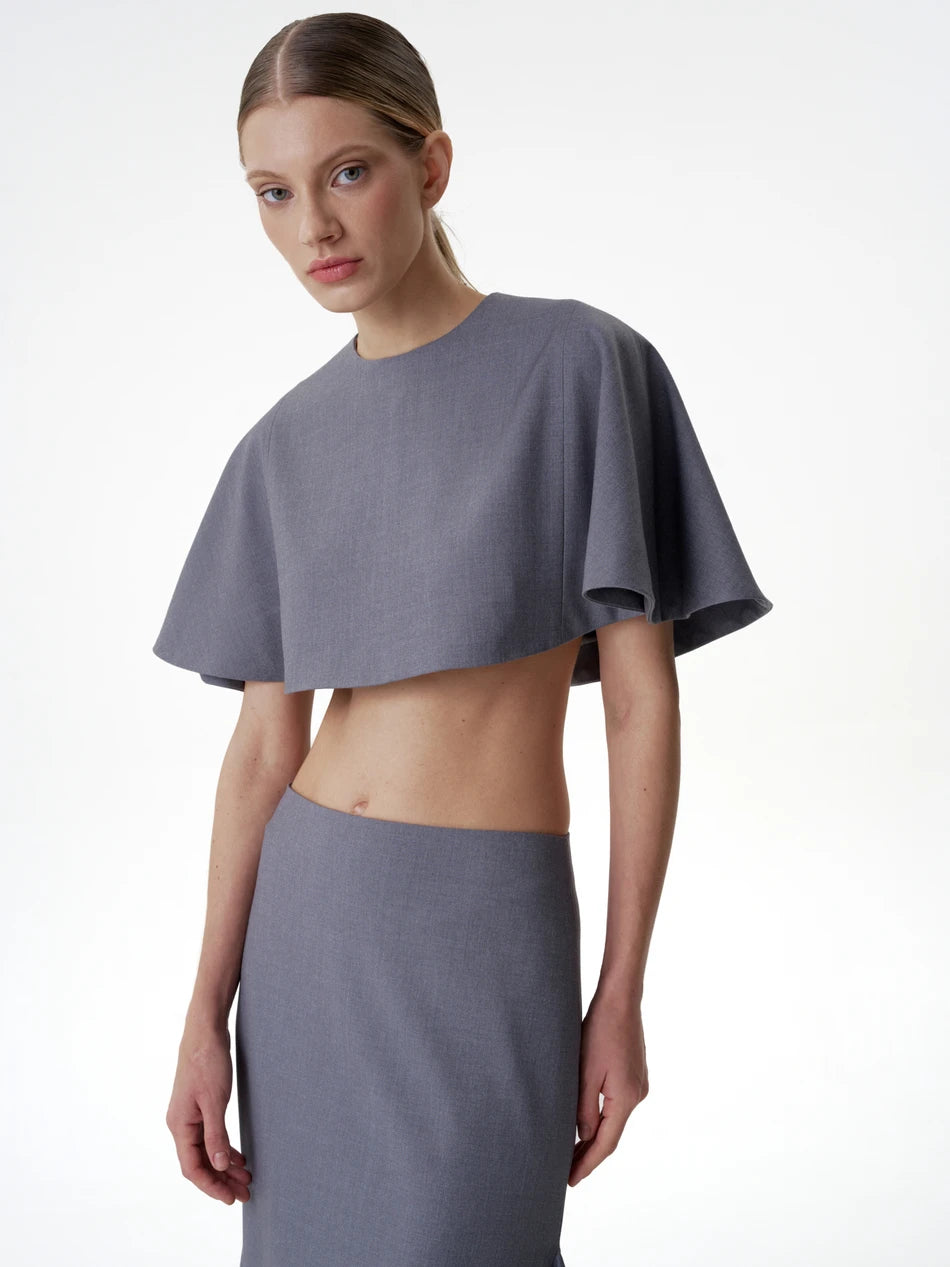 LIMO Minimalist Cape Jacket •2026 Trendy • Stand Collar • Cape Overlay • Tailored Silhouette  • Sophisticated Women’s Wear