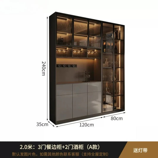 Light luxury Italian dining side wine cabinet modern simple living room storage locker drawers glass display cabinets furniture