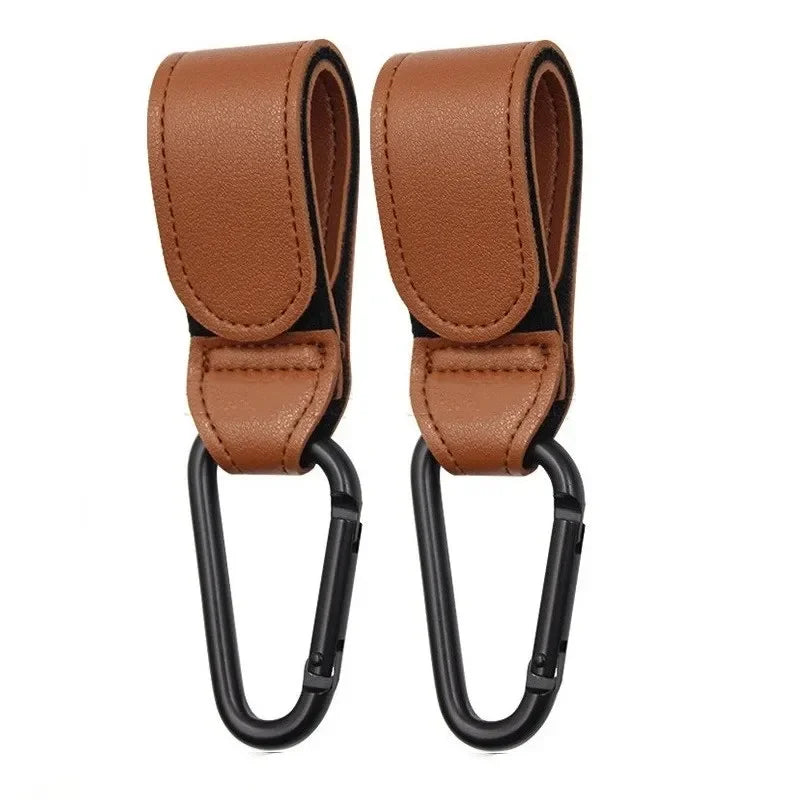 Wholesale 2pcs PU Leather Baby Stroller Hook for Pram Rotate 360 Degree Rotatable Cart Organizer Pram Hook Stroller Accessories