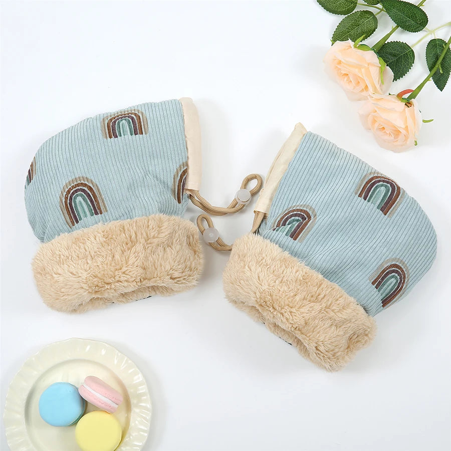 Windproof Infant Stroller Gloves Children's Outdoor Sports Mittens Cartoon Printed Hands Warmer Scooter Accessory for Winter