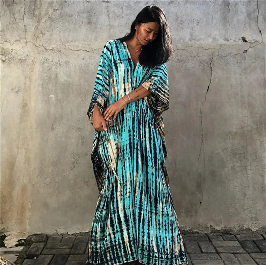 Plus Size Women Beachwear Long Beach Coverups Kaftan Casual Caftan Dress Swimwear cover ups