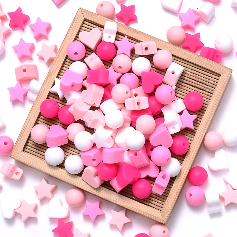Clearance_50Pcs/Lot 12mm Baby Teether Silicone Beads Round Silicone Bead Accessories for DIY Newborn Pacifier Chain Bracelet Che