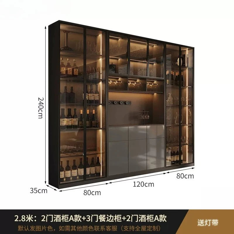 Light luxury Italian dining side wine cabinet modern simple living room storage locker drawers glass display cabinets furniture