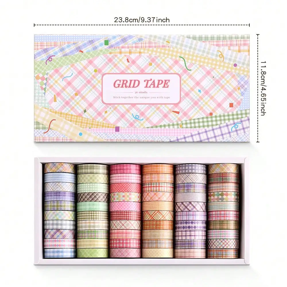 60 Rolls Colorful Washi Tape Set (Gift Box) - 0.4In×2m Floral, For Scrapbooking/DIY/Bullet Journal/School/Office