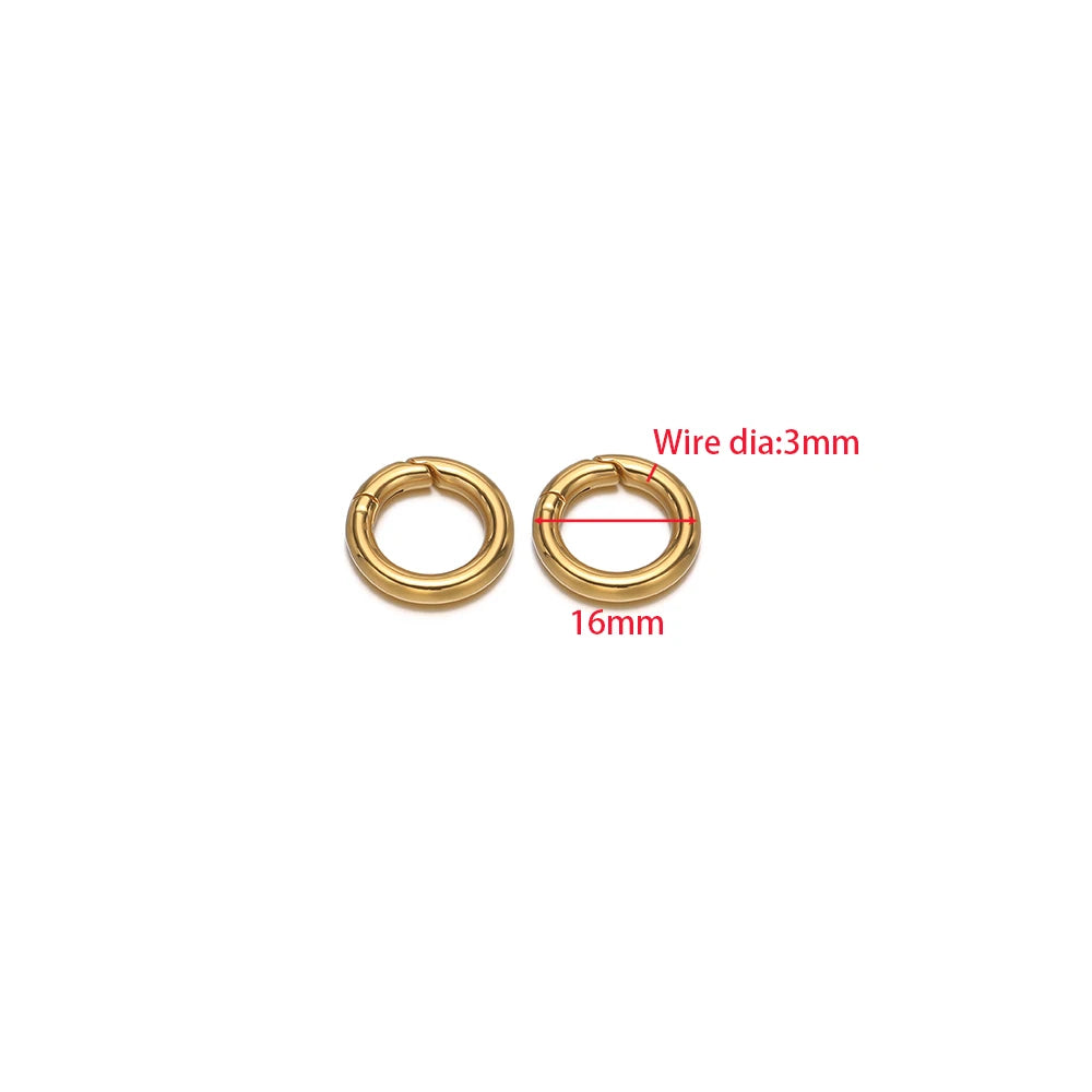 2Pcs/Lot Round Spring Clasps Stainless Steel Gold Plated Keyrings Buckles Connectors for DIY Jewelry Bag Hooks Making Components