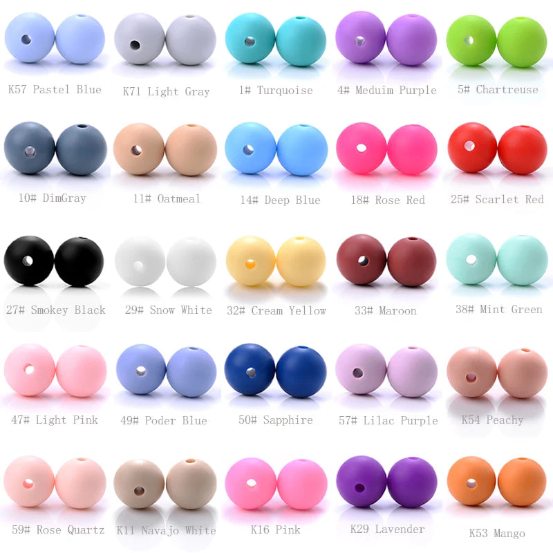 Clearance_50Pcs/Lot 12mm Baby Teether Silicone Beads Round Silicone Bead Accessories for DIY Newborn Pacifier Chain Bracelet Che