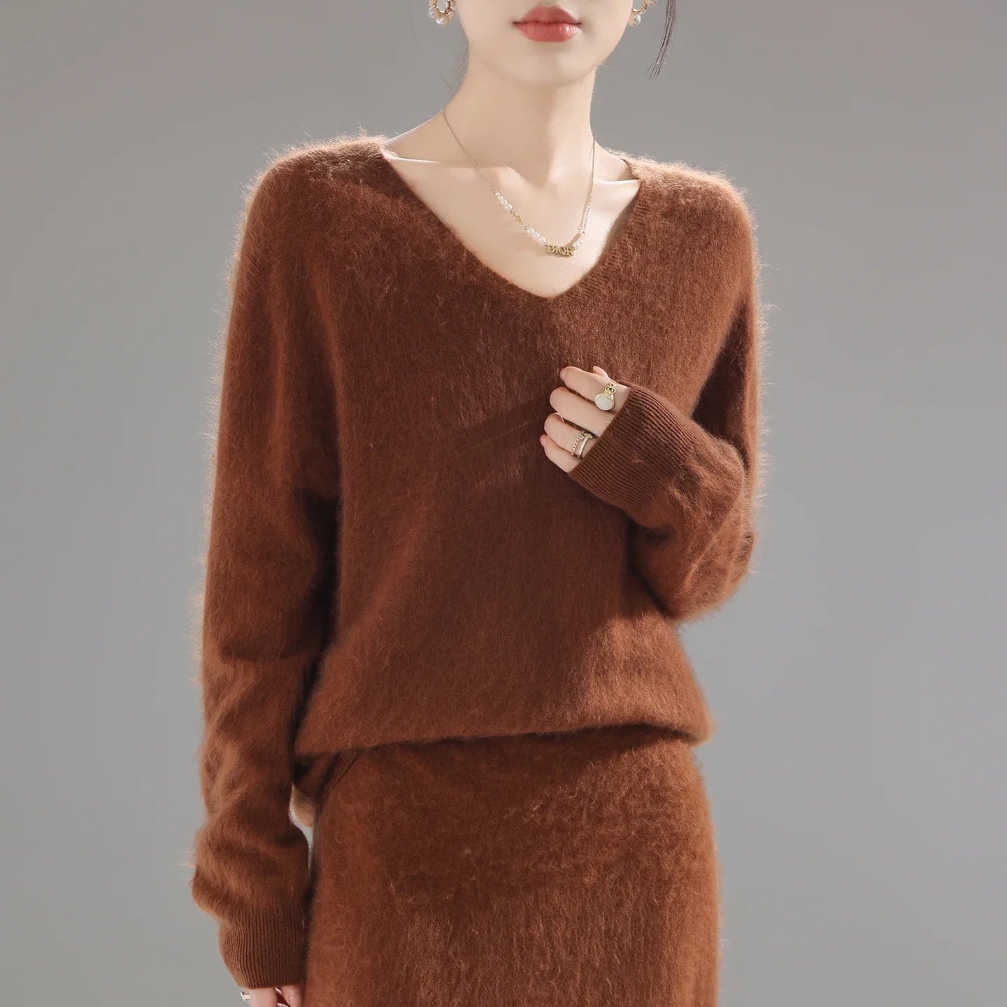 2025 Women's 100% Merino Wool Sweater, Thick Loose Knit Pullover Long Sleeve Solid Color(72 characters)