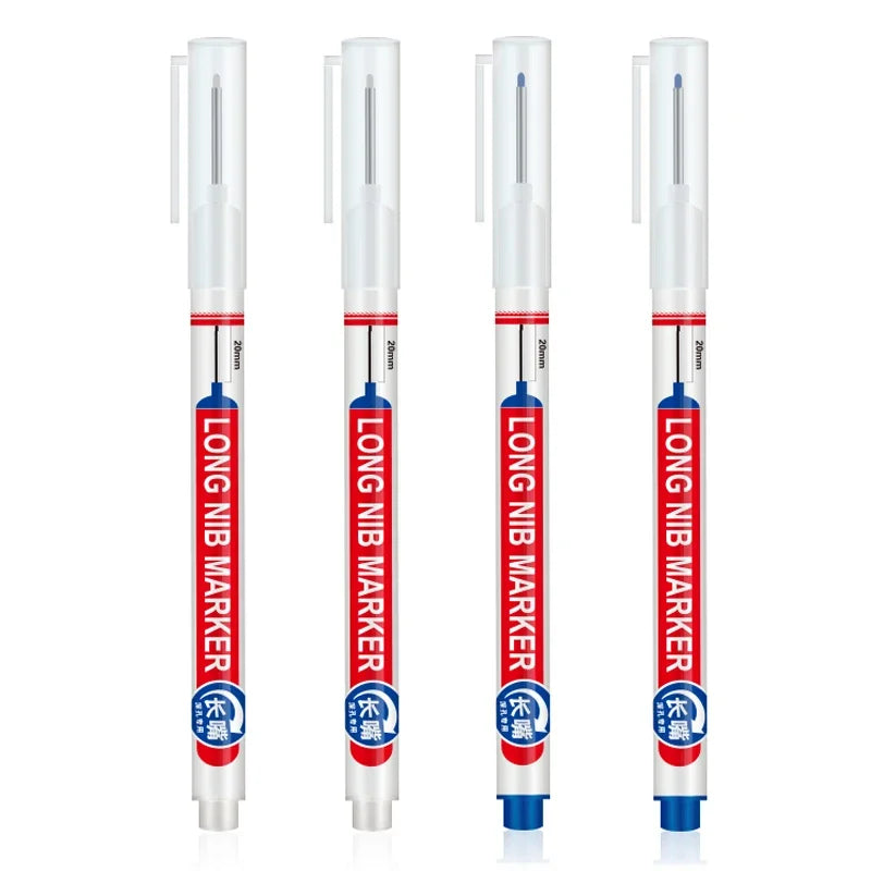 4Pcs/Set 20mm Deep Hole Long Nib Head Markers For Metal Perforating Pen Waterproof Bathroom Woodworking Decoration Multi-Purpose