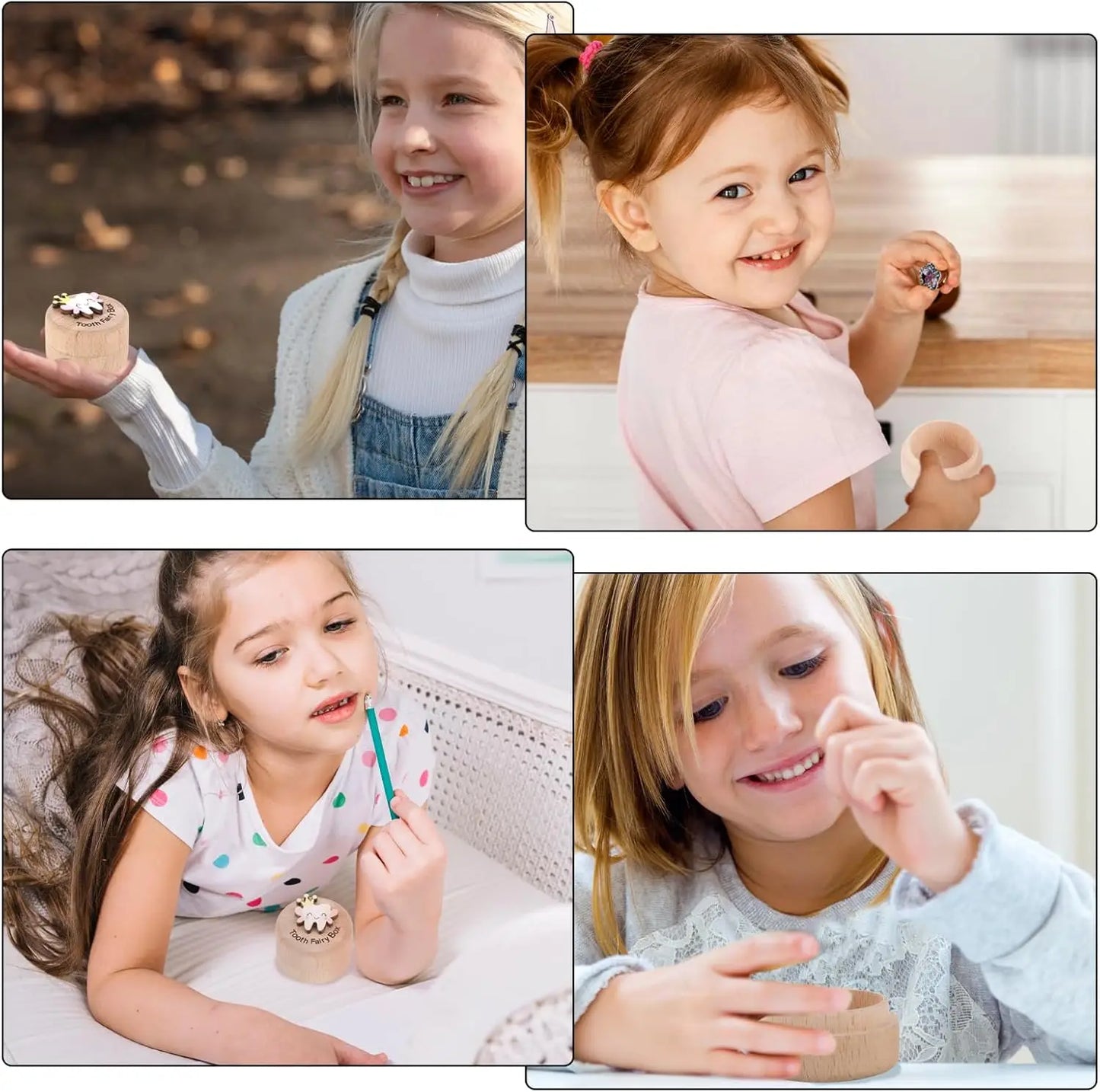 Cute Carved Wooden Tooth Box for Kids, 3D Tooth Design Keepsake for Lost Baby Teeth, Gift for Boys Girls