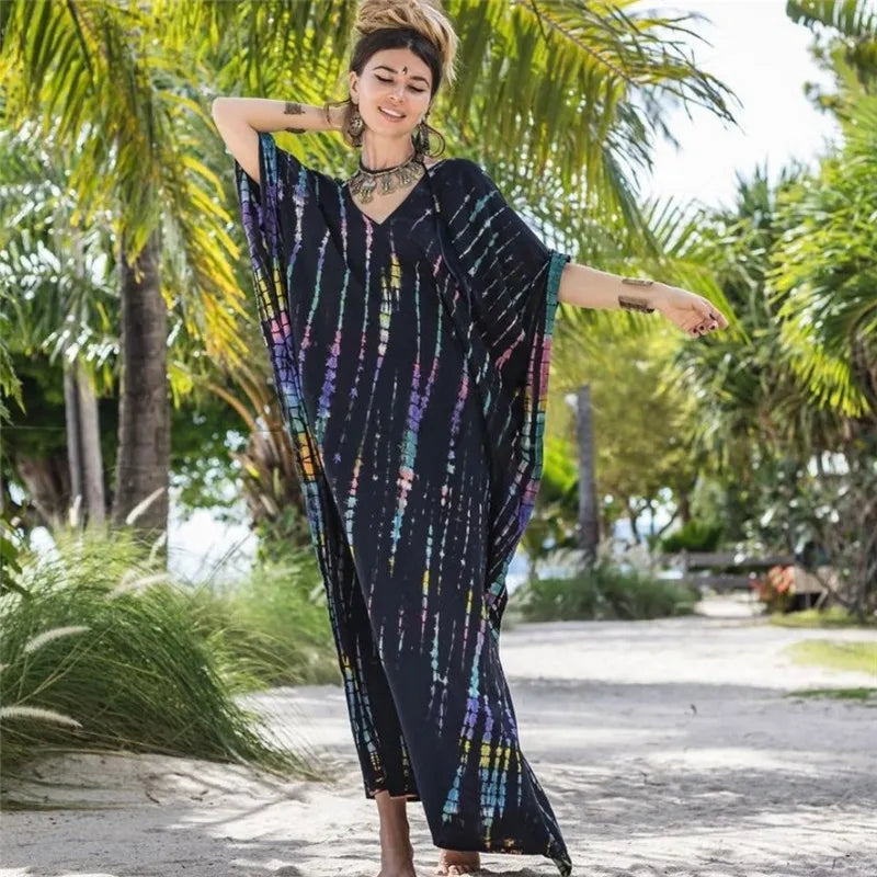 Plus Size Women Beachwear Long Beach Coverups Kaftan Casual Caftan Dress Swimwear cover ups