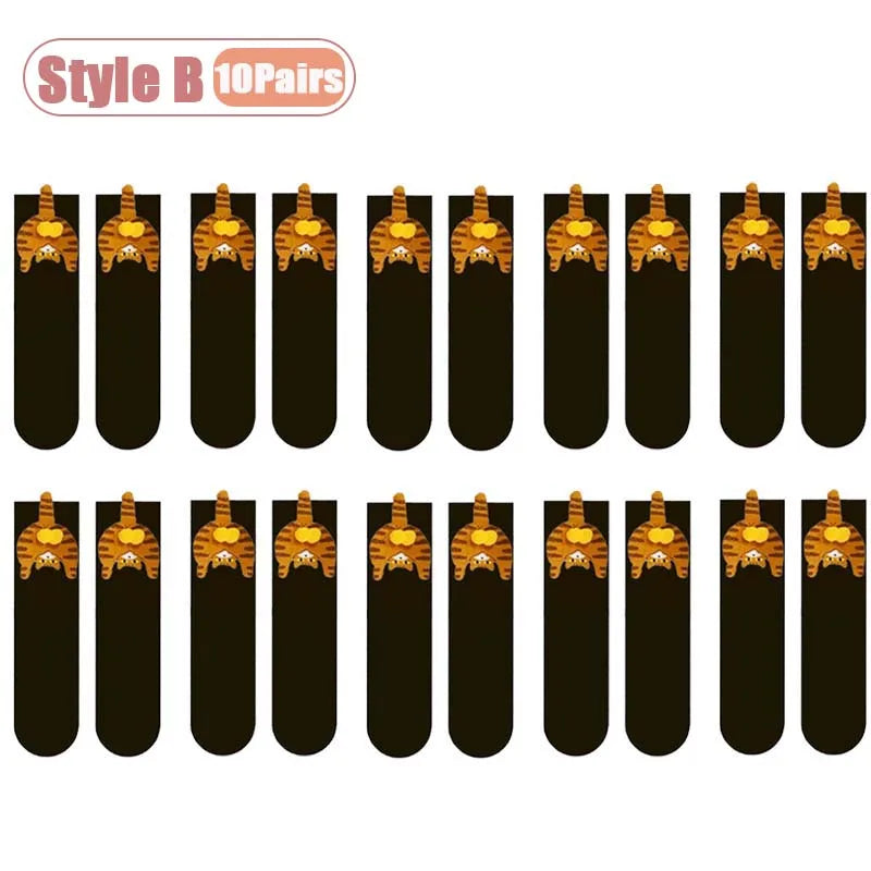 Cartoon Cat Egg Couple Socks Cozy Mid-Calf for Maternity Warm Winter Cute Present for Christmas Cat Lovers Family