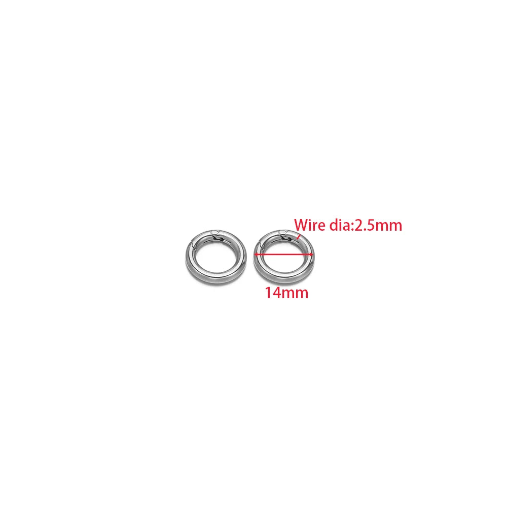 2Pcs/Lot Round Spring Clasps Stainless Steel Gold Plated Keyrings Buckles Connectors for DIY Jewelry Bag Hooks Making Components