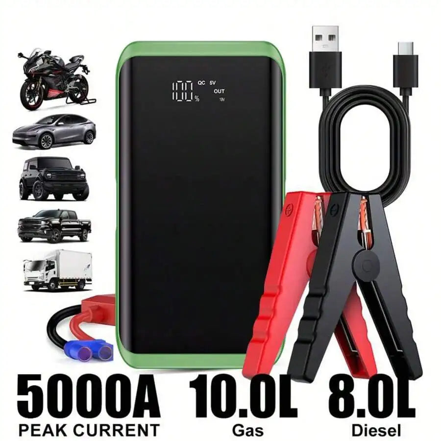 Portable Car Jump Starter 5000A Peak 12V For Gas Vehicles