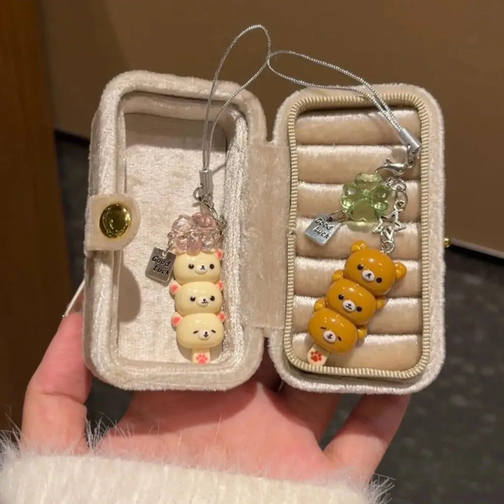 Cute Bear Phone Charms Pendant Kawaii Anime Keychain for Bag Accessories Schoolbag Cartoon Key Chains Christmas Jewelry Gifts