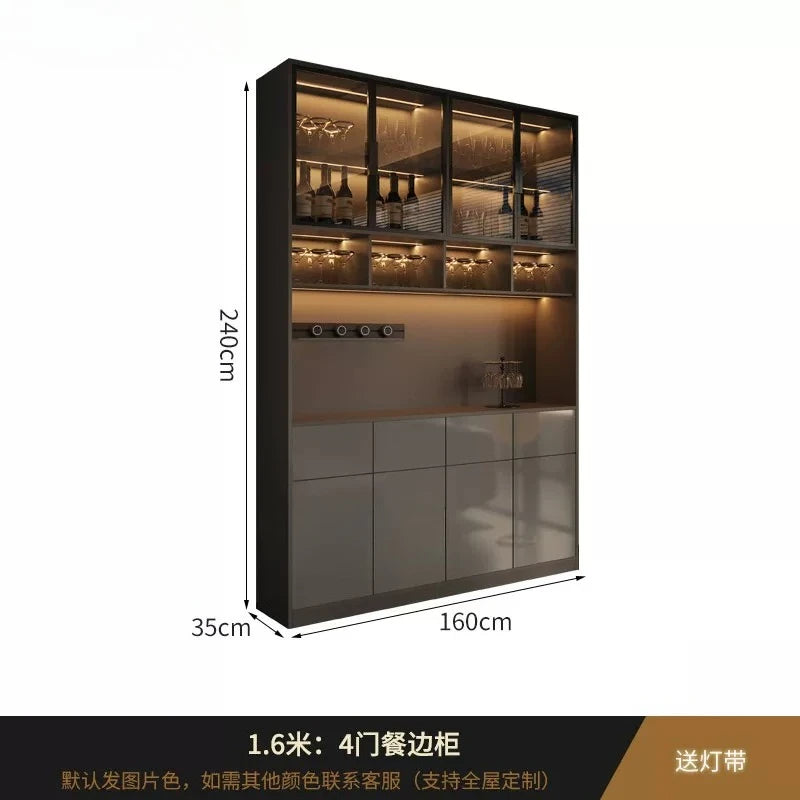 Light luxury Italian dining side wine cabinet modern simple living room storage locker drawers glass display cabinets furniture