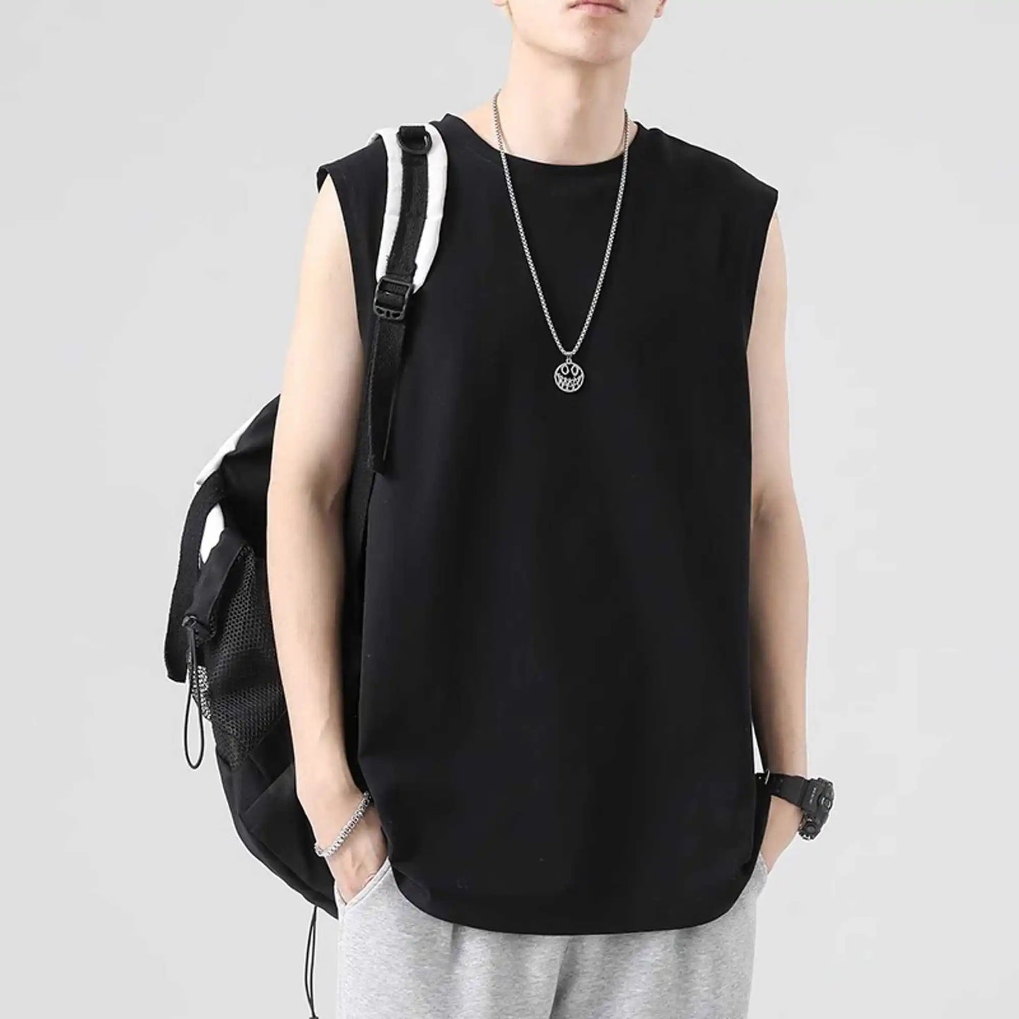 Men's Tank Top Sets 2026 Summer Thin Quick Dry seaside crewneck 2 piece set Breathable beach sports  oversize Sportswear