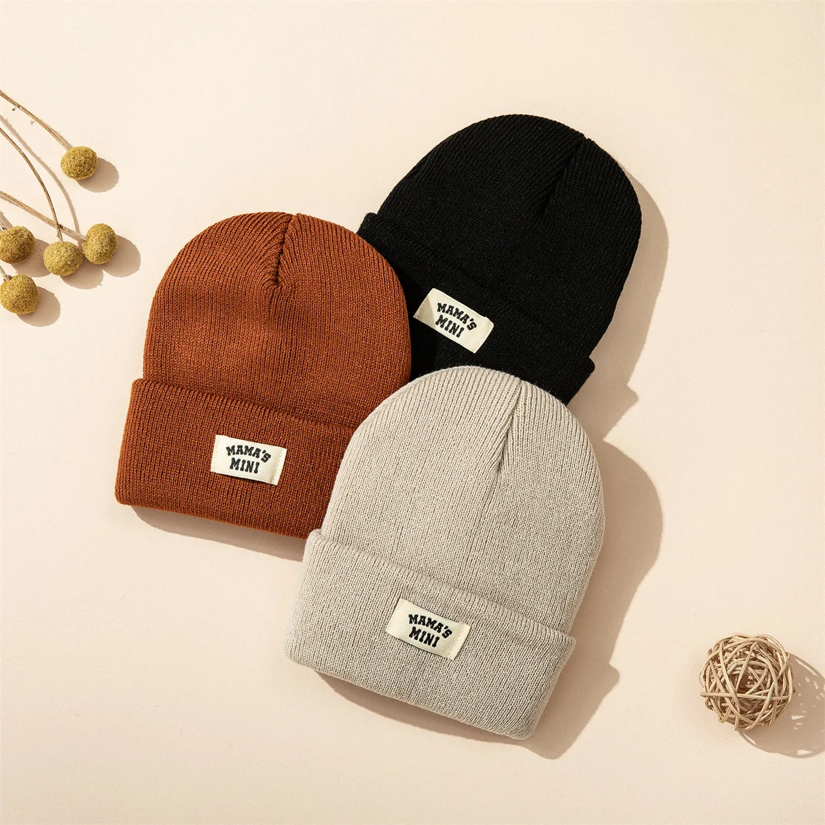 Clearance_3pcs/set Hot sales Autumn and Winter Warm 0-24 Month Kids Cap With Letter Boy Girls Soft Knitted Hat Children Head Acc