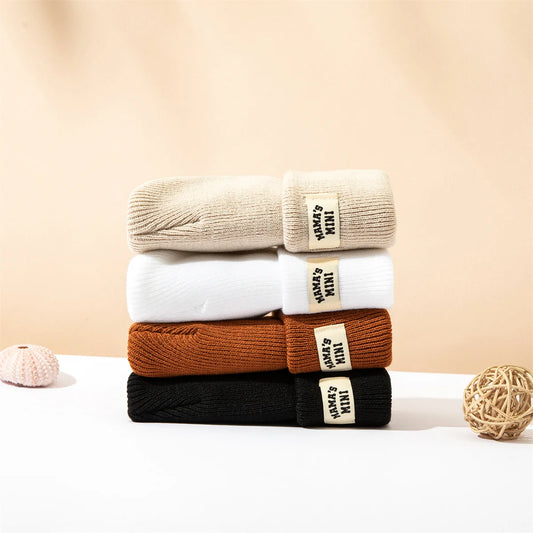 Clearance_3pcs/set Hot sales Autumn and Winter Warm 0-24 Month Kids Cap With Letter Boy Girls Soft Knitted Hat Children Head Acc