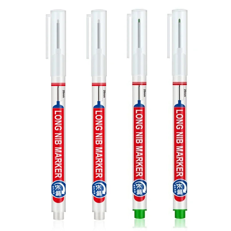 4Pcs/Set 20mm Deep Hole Long Nib Head Markers For Metal Perforating Pen Waterproof Bathroom Woodworking Decoration Multi-Purpose