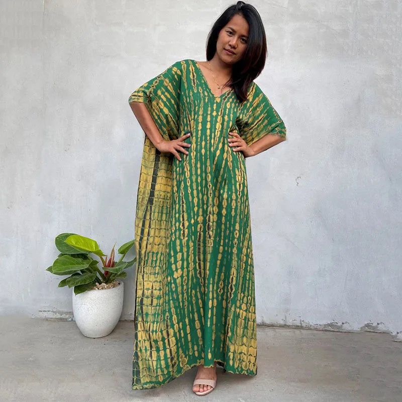 Plus Size Women Beachwear Long Beach Coverups Kaftan Casual Caftan Dress Swimwear cover ups