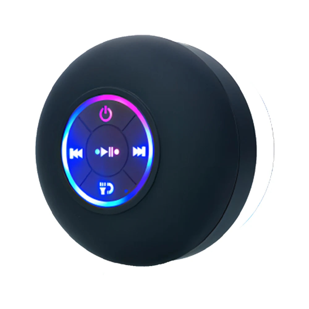 Portable Wireless Bluetooth Speaker with LED Light, IPX4 Waterproof, Strong Suction Cup, Mini Stereo Speaker for Outdoor & Bathr