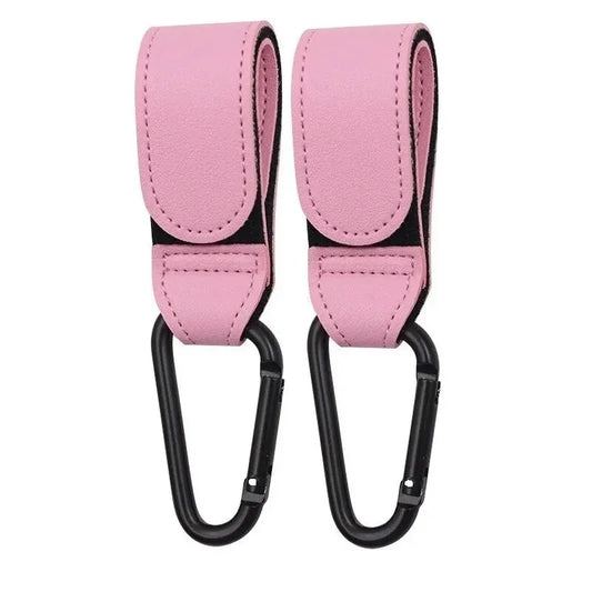 2Pcs Leather Cart Hooks Baby Stroller Hook PU Adjustable Pram Hook Organizer Diaper Bag Hanger Children Travel Accessories