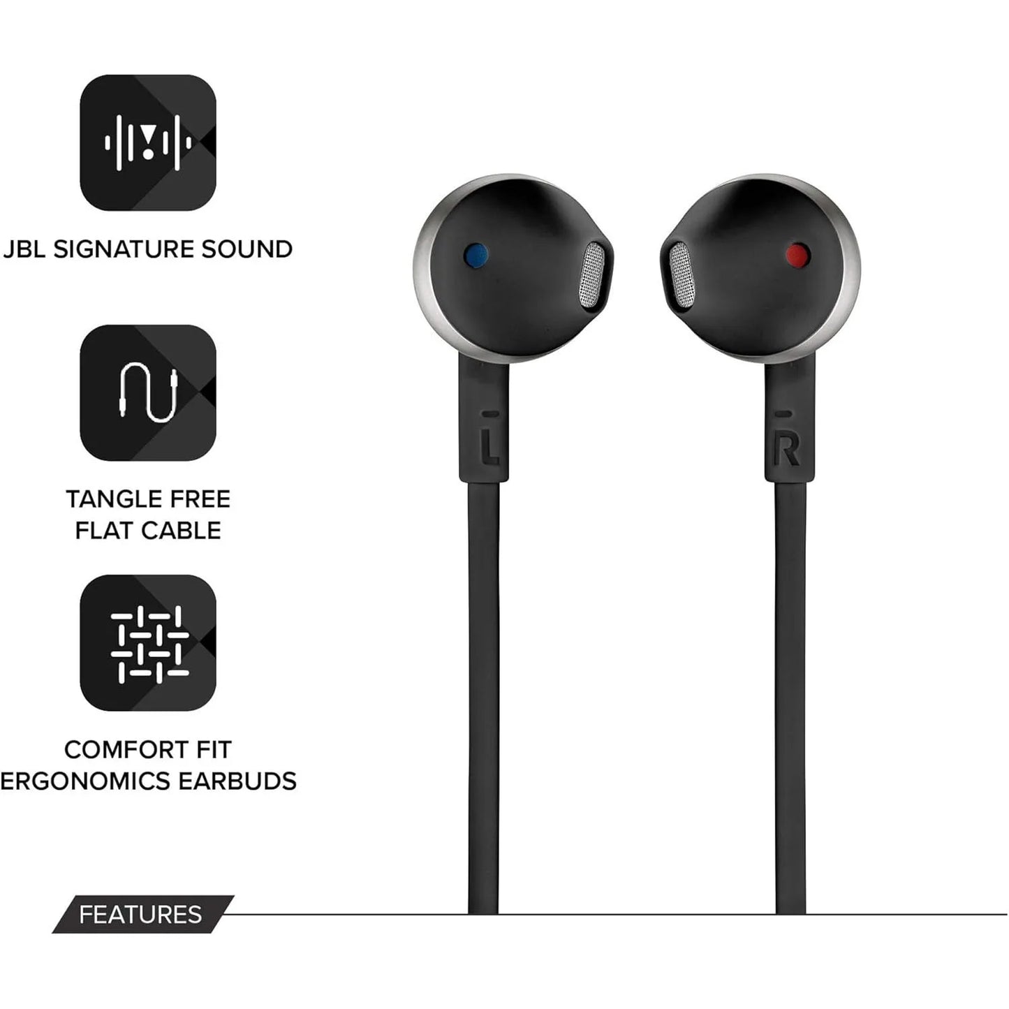 JBL T205 Authentic Authorization Semi-in-ear Headphones Wired Sports Headphones microphone 3.5mm Hole interface for Game Phone