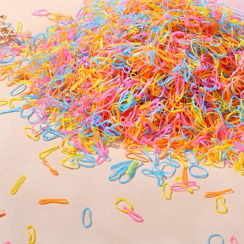 500/1000/2000pcs Girls Colourful Disposable Rubber Band Hair Ties