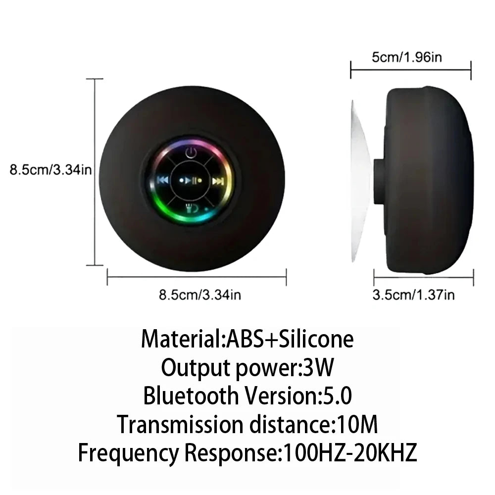 Portable Wireless Bluetooth Speaker with LED Light, IPX4 Waterproof,