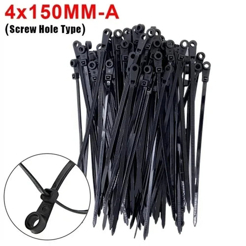 500/100PCS Screw Hole Cable Ties Reusable Fixed Nylon Cable Ties