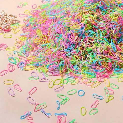 500/1000/2000pcs Girls Colourful Disposable Rubber Band Hair Ties