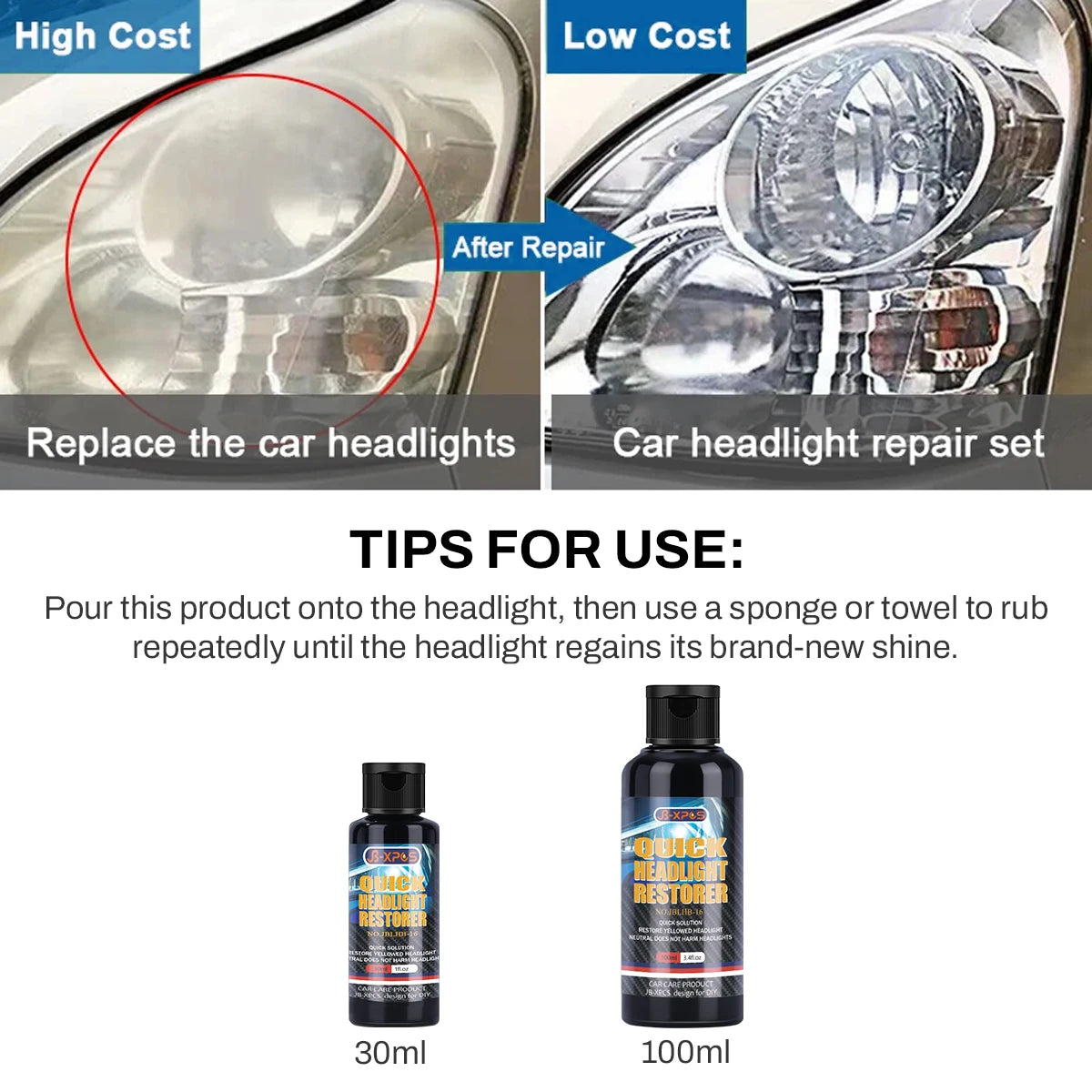 Headlight Restoration Polishing Headlamp Scratch Remover Repair