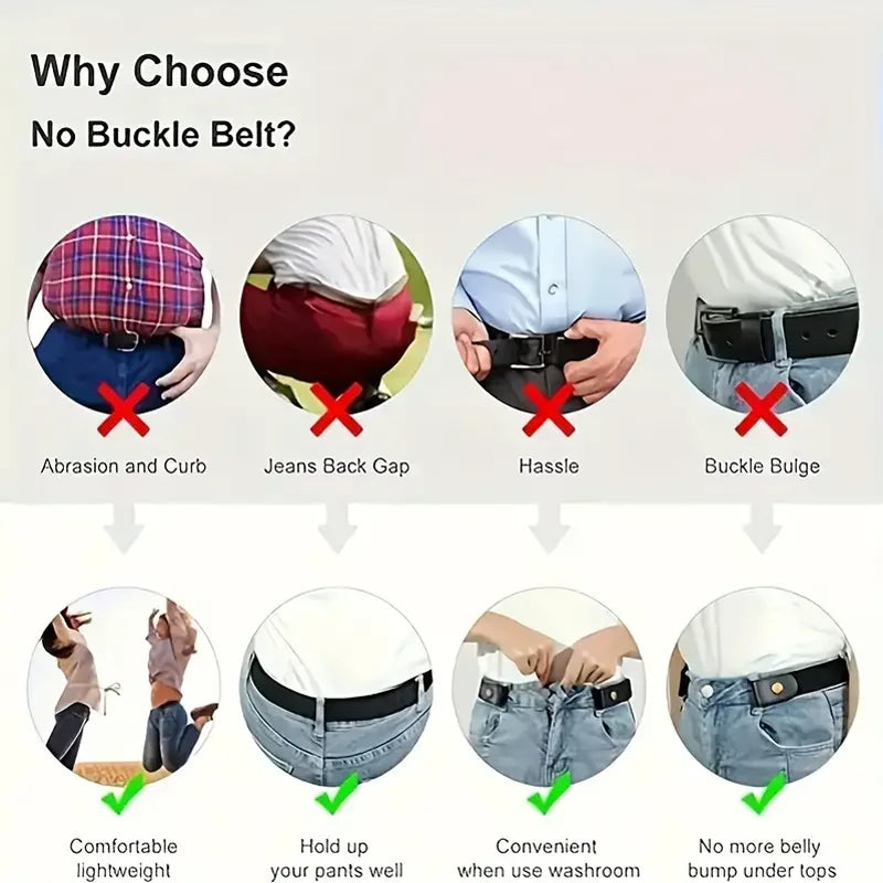 Traceless Invisible Elastic Belt Women's Belt Jeans Pants Men's